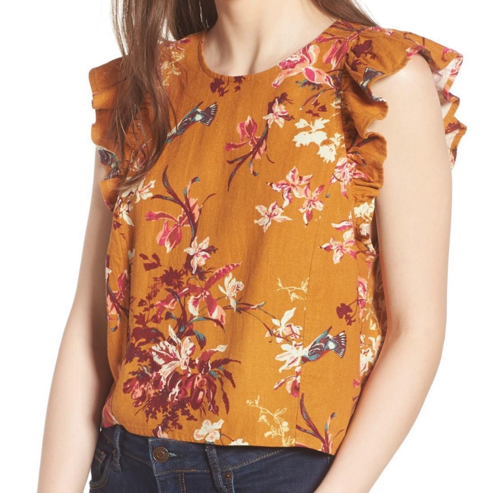 Orange floral tank top